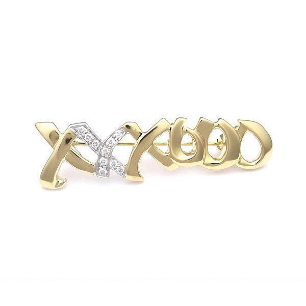 Tiffany Love Kiss Brooch With Diamonds Yellow Gold Platinum 3249$